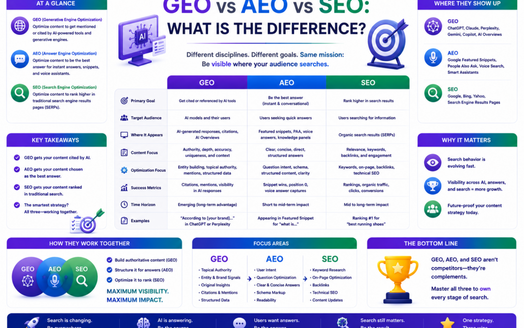 GEO vs AEO vs SEO: what is the difference?