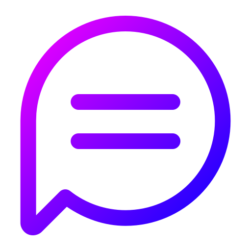 message | UnoSearch Gradient purpleblue chat bubble icon with two horizontal lines representing text a messaging symbol