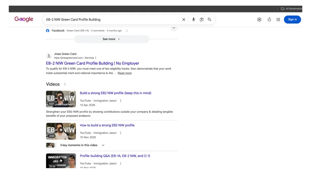 Google SERP results