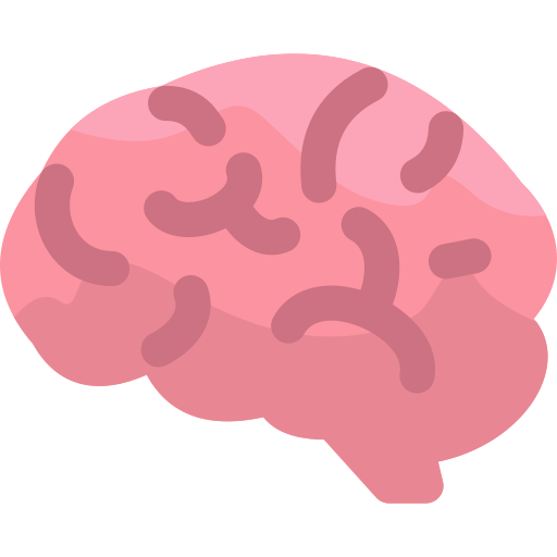 Stylized pink brain illustration with purple curved shapes representing neural networks