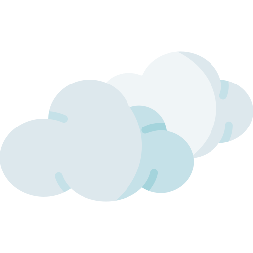 Cartoon style white and light blue clouds overlapping in a fluffy cluster
