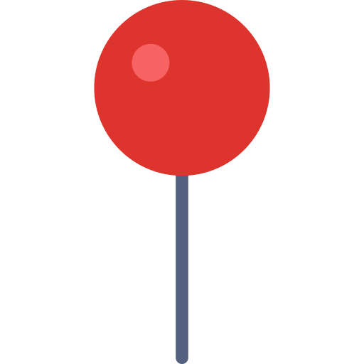 pin | UnoSearch Red circular lollipop with a pink highlight on a dark blue stick against a black background