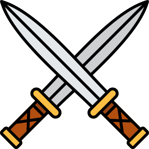twoswords | UnoSearch Two crossed swords with silver blades brown wrapped handles and gold guards