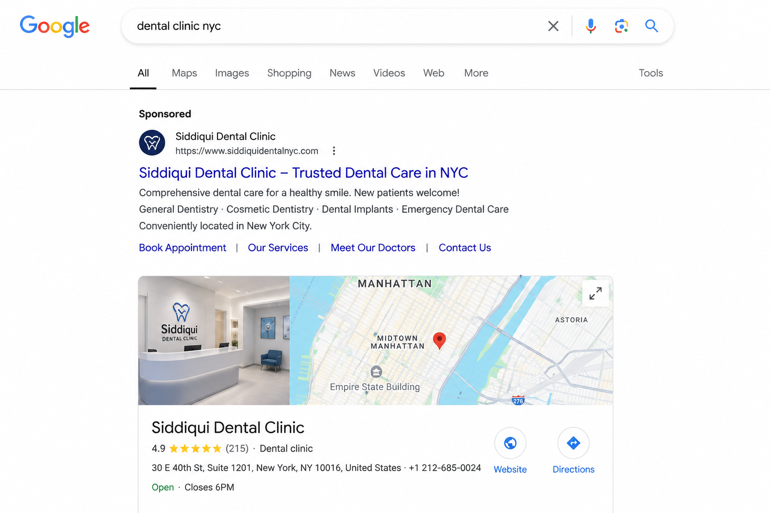 Google SERP results