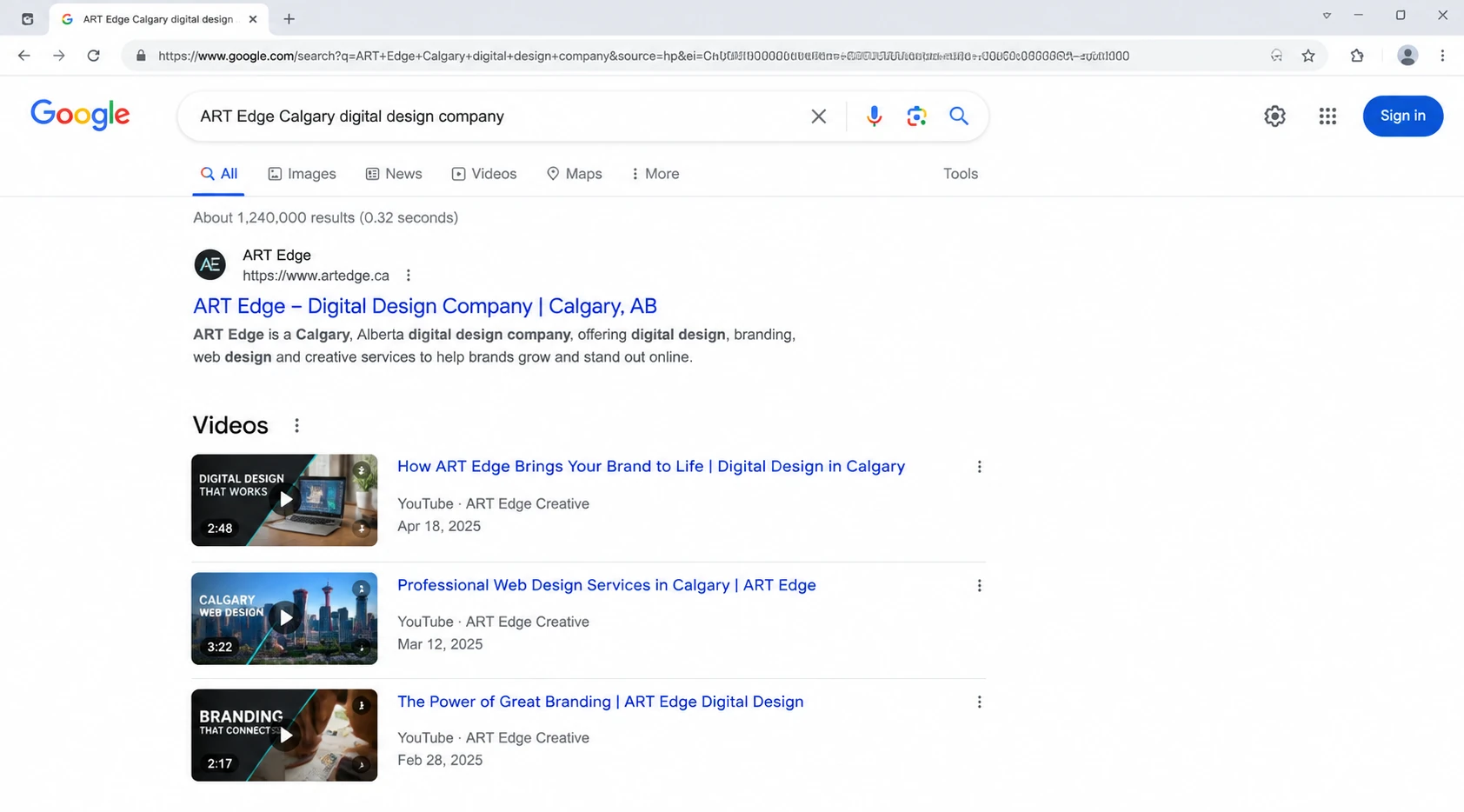 Google SERP results