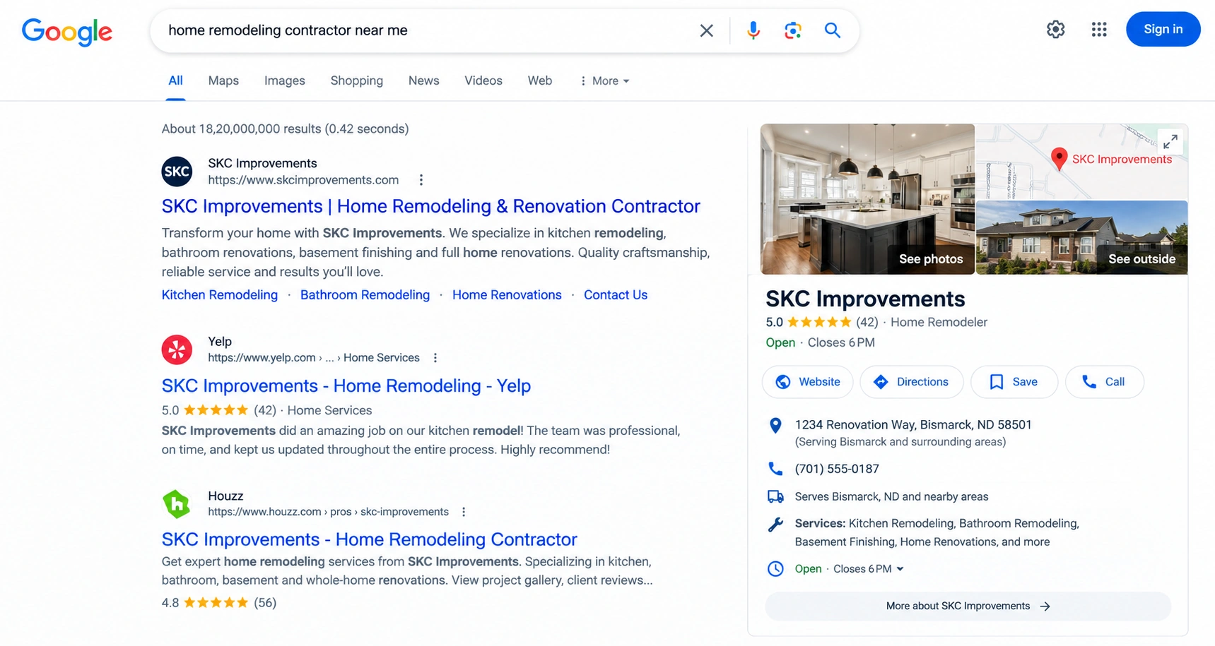 Google AI overview results