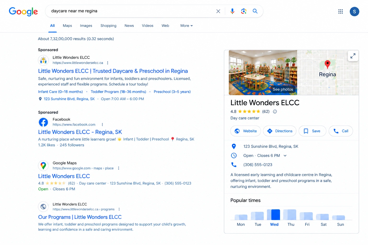 Google SERP results